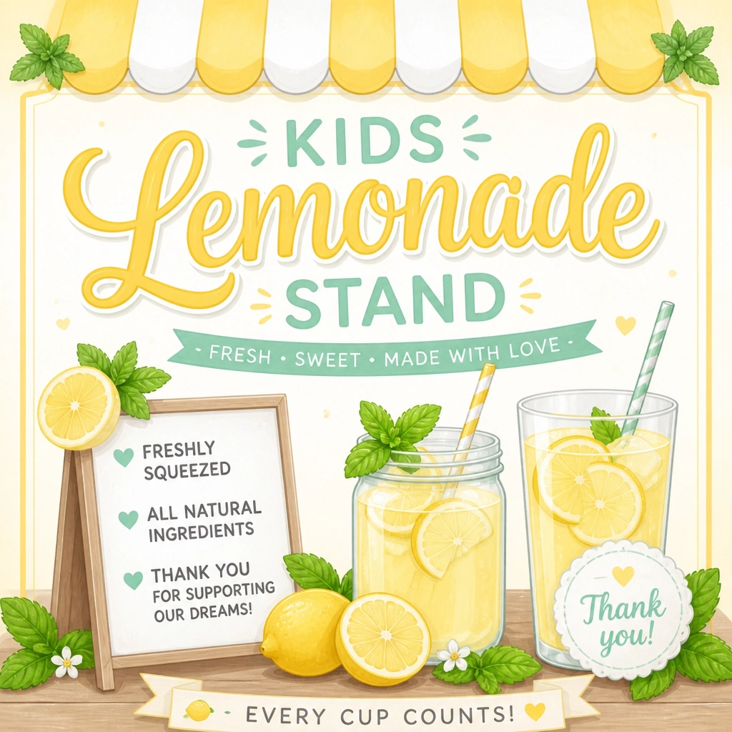 Kids Lemonade Stand invitation design