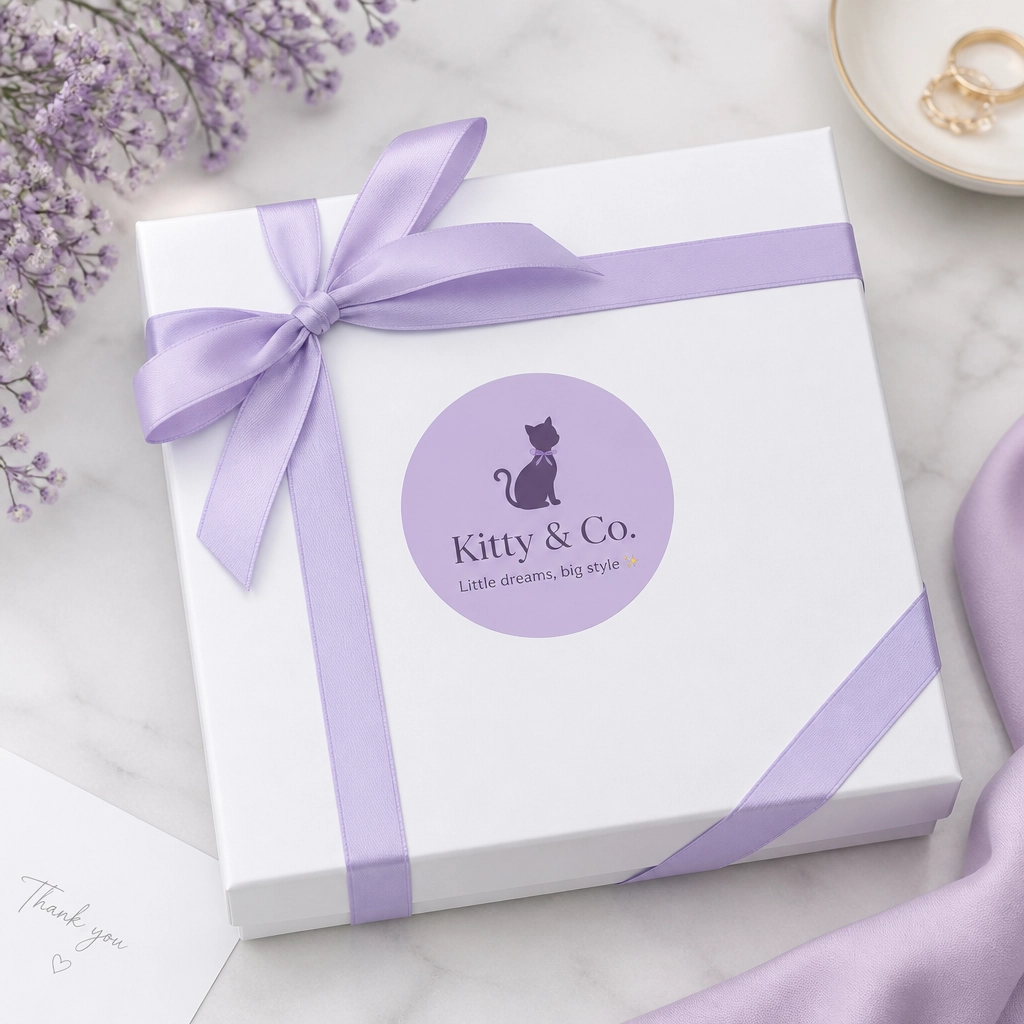 Kitty & Co. pastel gift boxes tied with ribbon