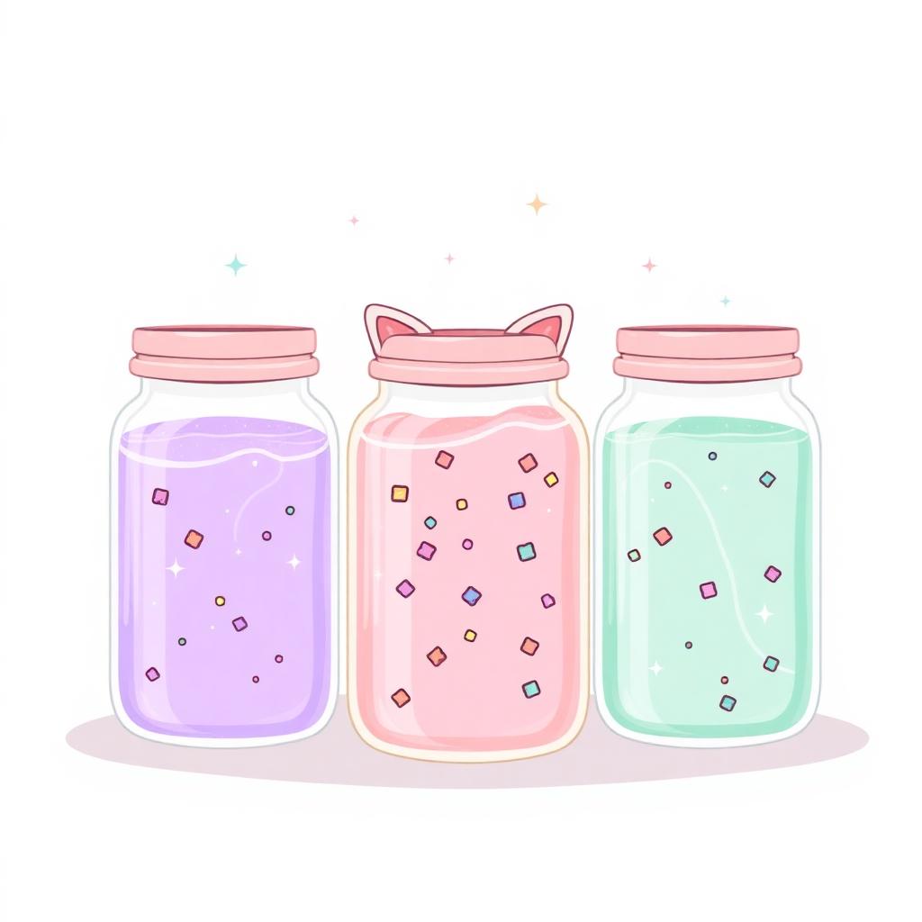 Kitty & Co. Slime Bar with pastel slime jars, sparkles and kitty charms